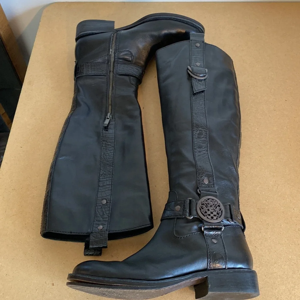 Vince Camuto Fantastic Tall Black Leather Riding Boots. Size 6.5/EU36.5 - Picture 8 of 10